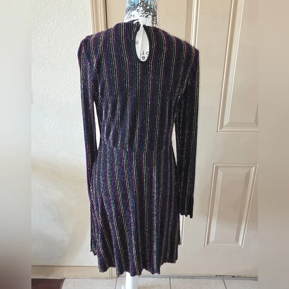 NWT Zara Multicolor Striped Long Sleeve Dress - Picture 2 of 4